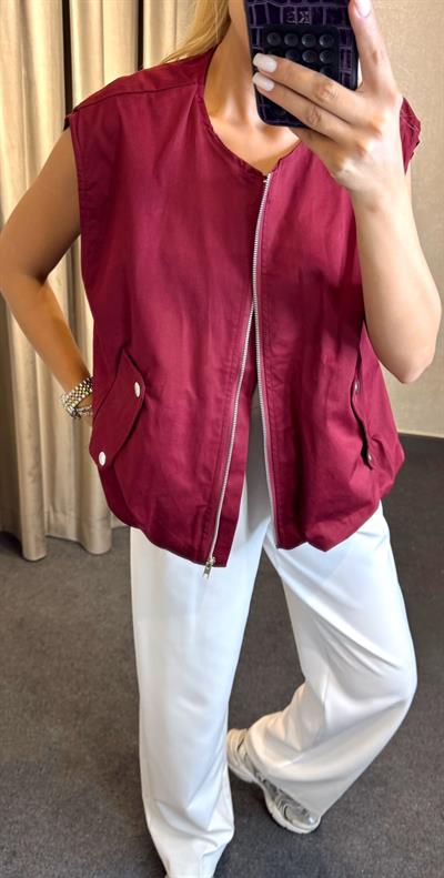 FERMUARLI YELEK BORDO
