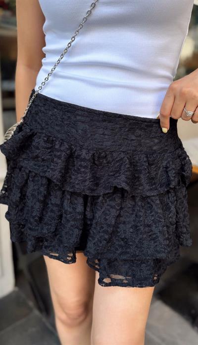 FIRFIRLI DANTELŞORT ETEK SİYAH