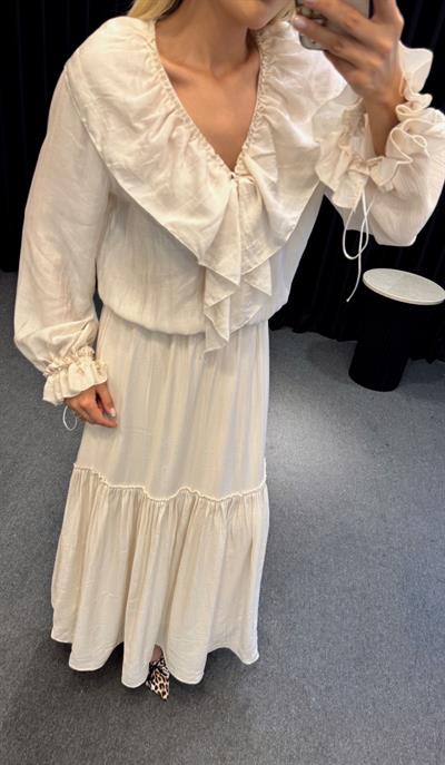 FIRFIRLI TASARIM MAXİ ELBİSE  BEJ