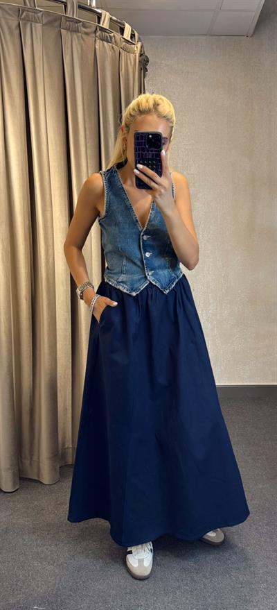 GABARDİN ETEK LACİVERT