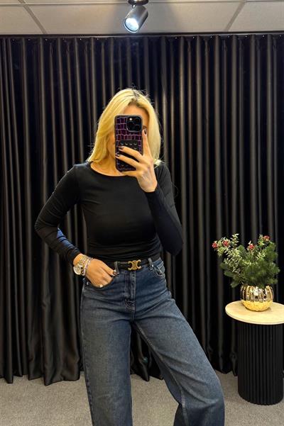 GENİŞ YAKA BODY SİYAH