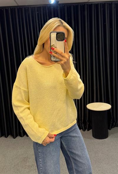 GENİŞ YAKA MERSERİZE BLUZ SARI