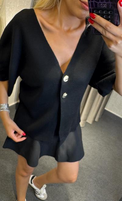 GOLD DÜĞMELİ HIRKA SİYAH