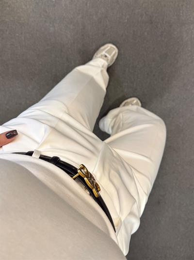 GRACE TEK PİLE PALAZZO PANTOLON BEYAZ