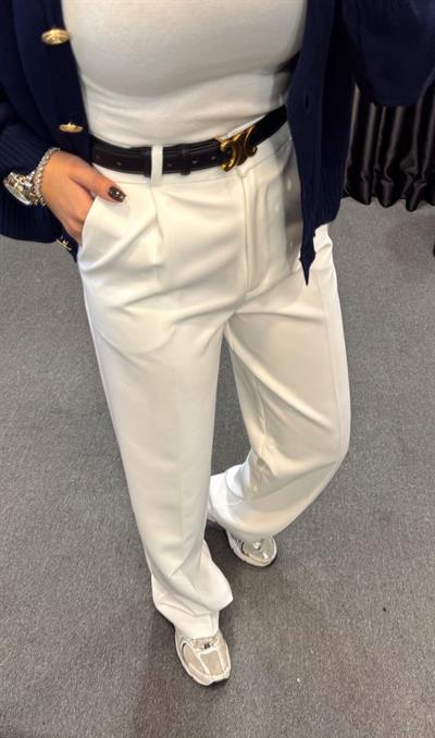 GRACE TEK PİLE PALAZZO PANTOLON BEYAZ