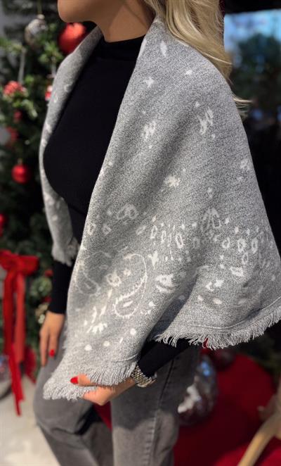 GRİ EKRU DESENLİ TRİKO ŞAL