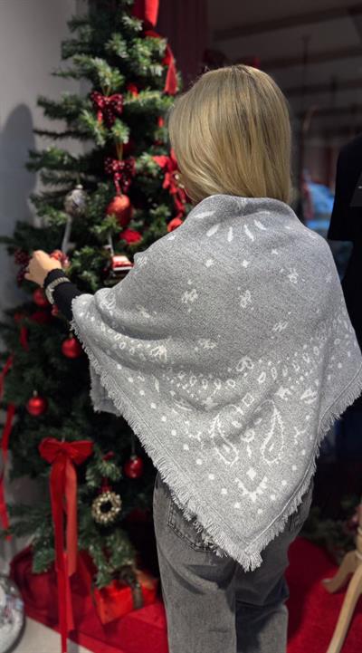 GRİ EKRU DESENLİ TRİKO ŞAL