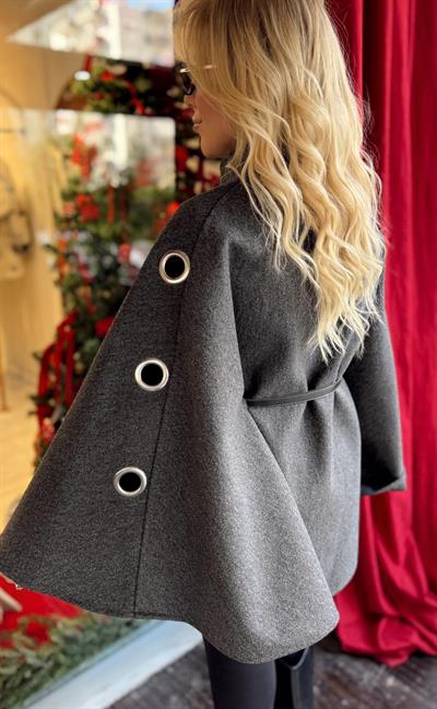 GRİ KUŞ GÖZÜ DETAYLI PANÇO