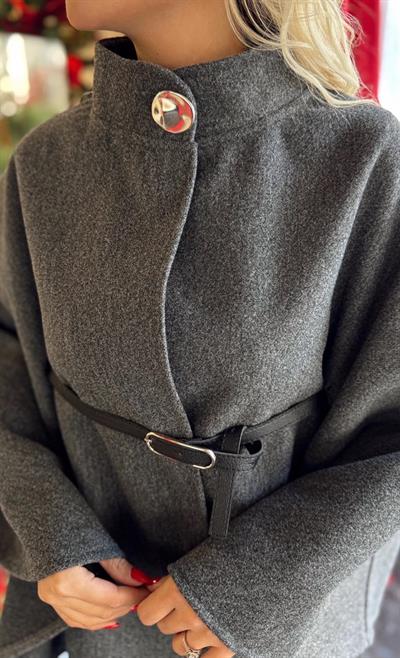 GRİ KUŞ GÖZÜ DETAYLI PANÇO