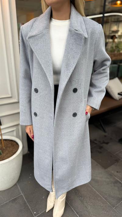 GRİ ORJ MARKA MASSİ BALIKSIRTI DESEN KABAN