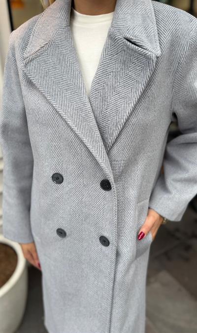 GRİ ORJ MARKA MASSİ BALIKSIRTI DESEN KABAN