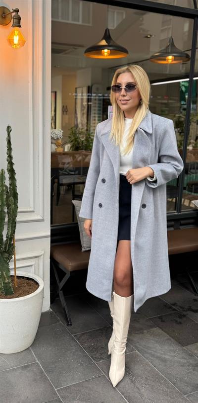 GRİ ORJ MARKA MASSİ BALIKSIRTI DESEN KABAN