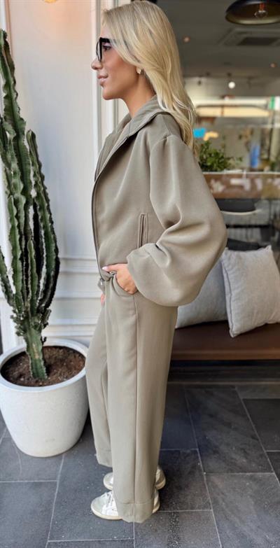 HAKİ BOMBER CEKET KEMERLİ PANTOLON TAKIM