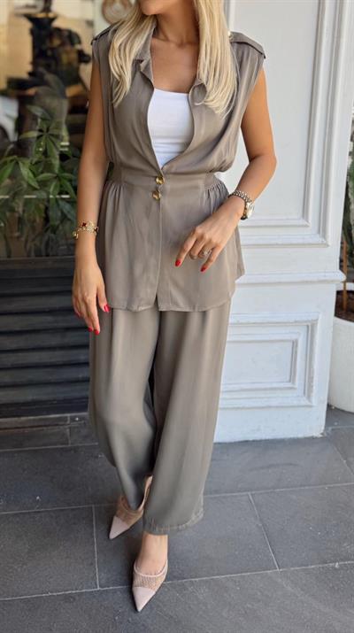 HAKİ TWS MODEL GOLD DÜĞMELİ BELİ LASTİKLİ TAKIM