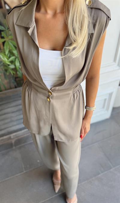 HAKİ TWS MODEL GOLD DÜĞMELİ BELİ LASTİKLİ TAKIM