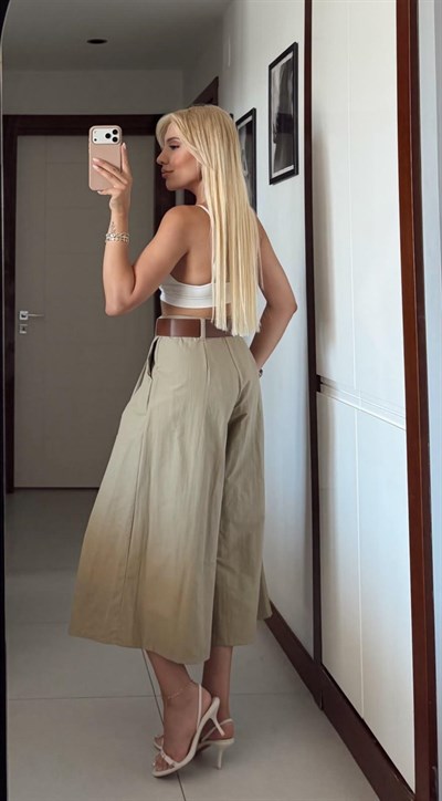 HAKİ ZR MODEL KEMERLİ CULOTTE PANTOLON