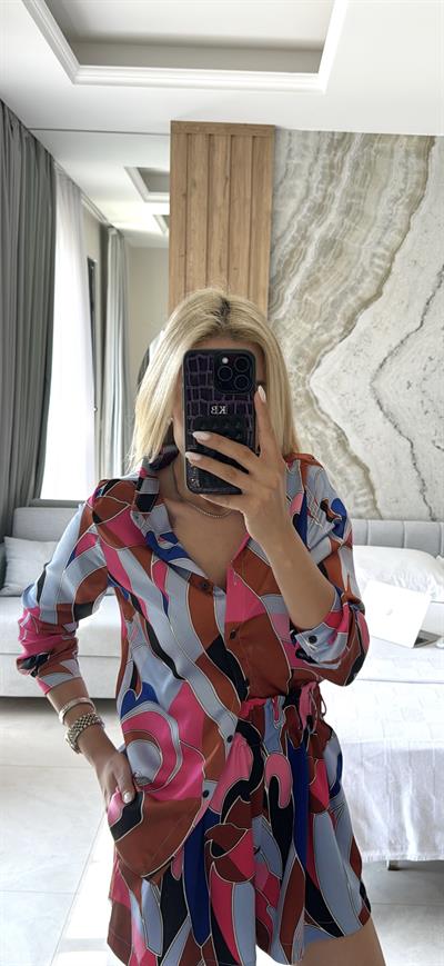 HOLLY DESENLİ GÖMLEK MAVİ