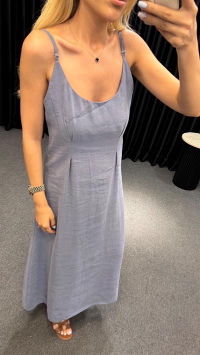 İP ASKILI GÖMLEK ELBİSE TAKIM İNDİGO