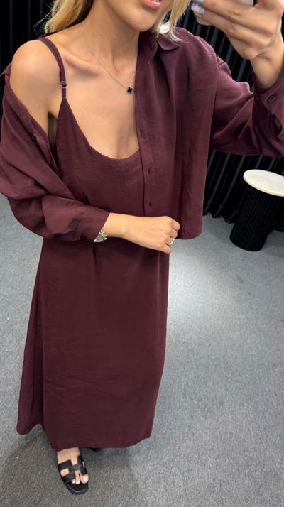 İP ASKILI GÖMLEK ELBİSE TAKIM MÜRDÜM