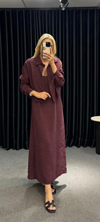 İP ASKILI GÖMLEK ELBİSE TAKIM MÜRDÜM