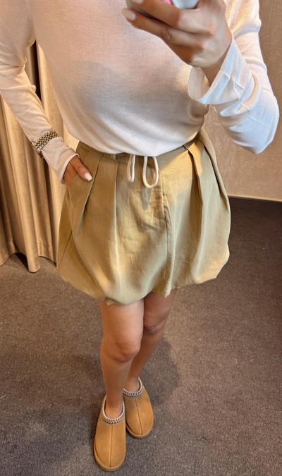 İP DETAYLI BALON ETEK HAKİ