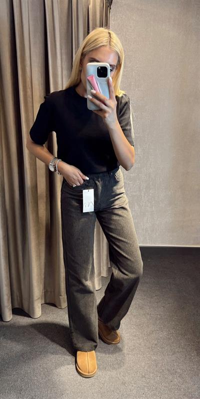 KADİFE STRAİGHT PANTOLON HAKİ