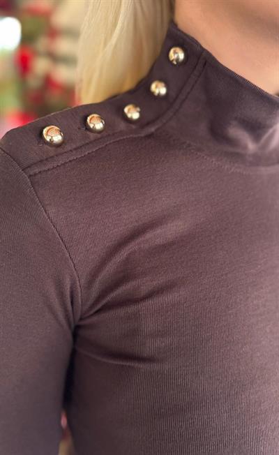 KAHVE BALIKÇI YAKA PATLI BLUZ