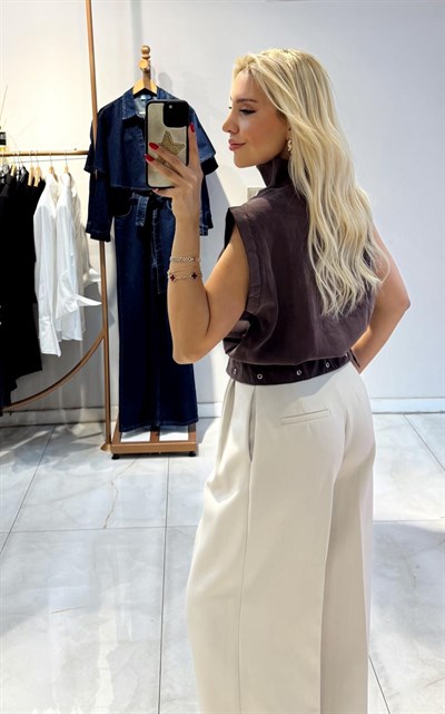 KAHVE BECCA TENSEL BLUZ