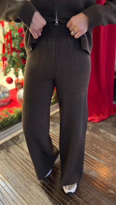 KAHVE BELDEN LASTİKLİ TRİKO PANTOLON