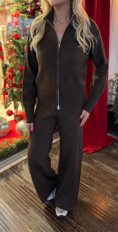 KAHVE ÇİFT FERMUARLI HIRKA