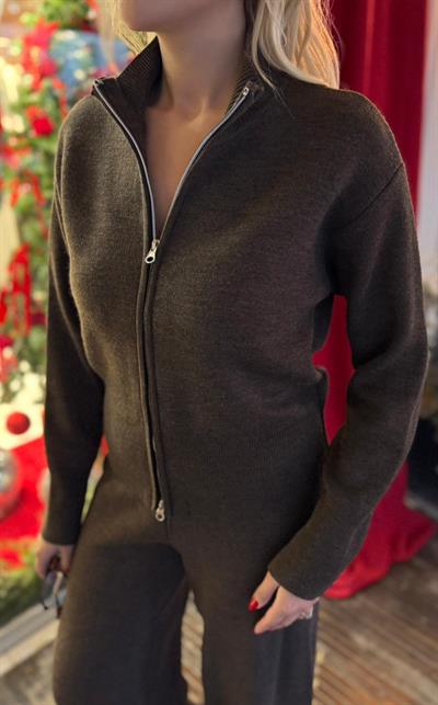 KAHVE ÇİFT FERMUARLI HIRKA