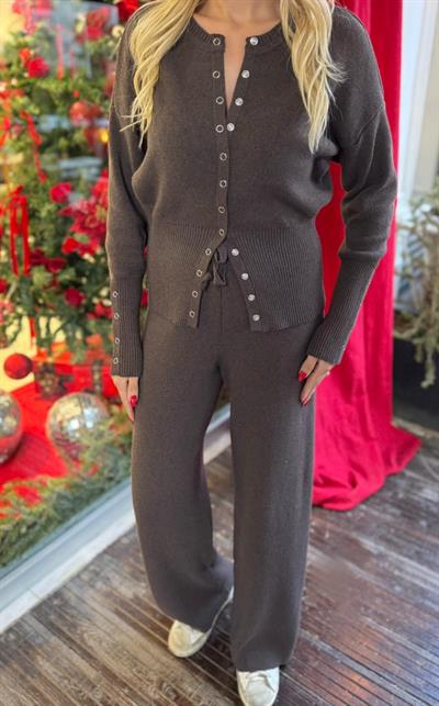 KAHVE ÇITÇIT DETAYLI ÇELİK TRİKO TAKIM