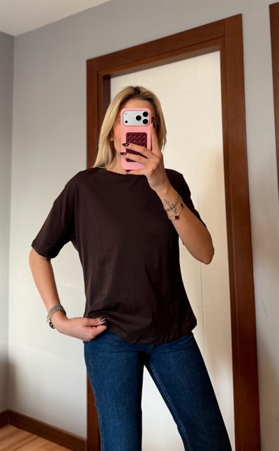 KAHVE DİLVİN BASİC TSHİRT