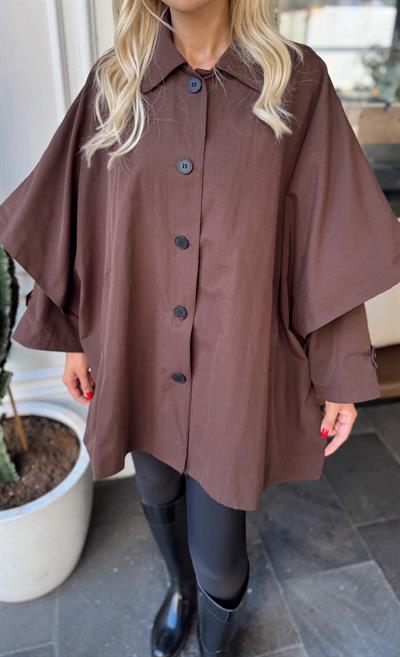 KAHVE DÜĞME DETAYLI PANÇO