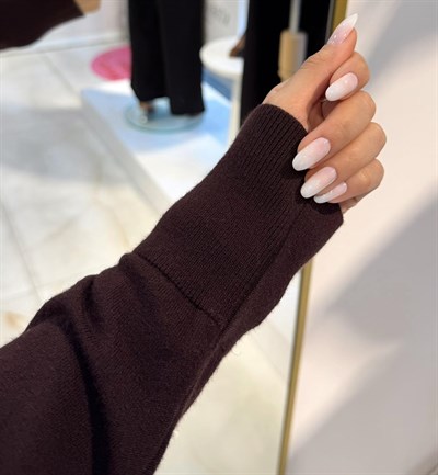 KAHVE DÜĞMELİ BİSİKLET YAKA HIRKA