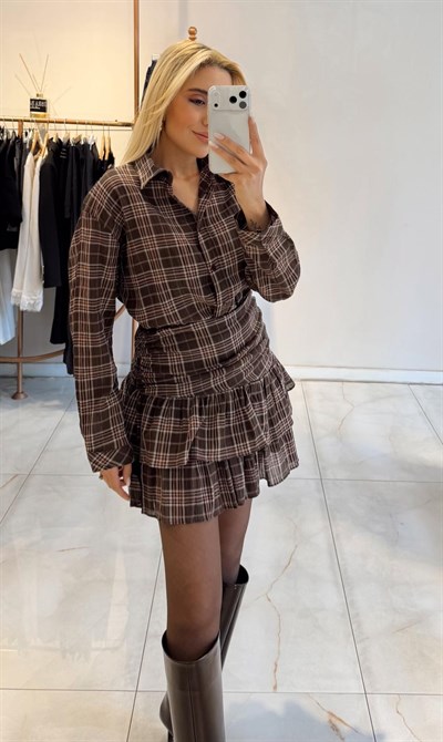 KAHVE EKOSE GÖMLEK ETEK TAKIM