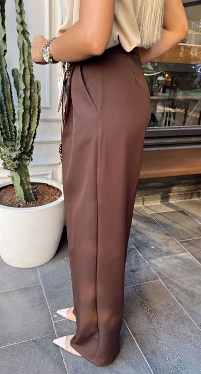 KAHVE FULAR KEMERLİ PALAZZO PANTOLON