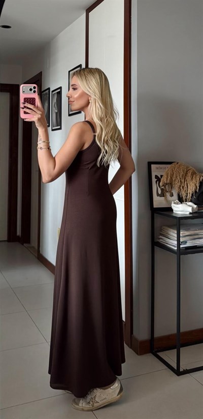 KAHVE GÖMLEK ELBİSE MODAL TAKIM