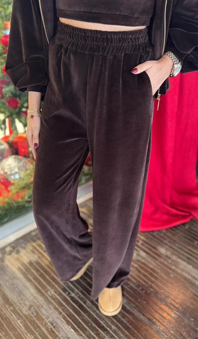 KAHVE KADİFE ÜÇLÜ TAKIM