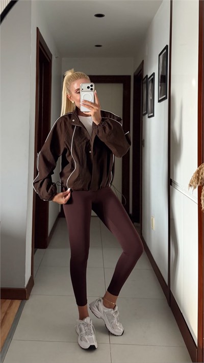 KAHVE KONTRAST TASARIMLI CEKET