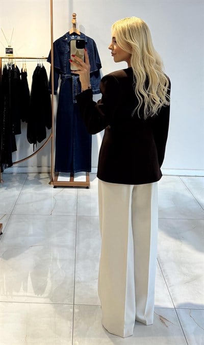 KAHVE KRUVAZE YAKA TEK DÜĞMELİ BLAZER CEKET