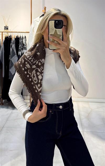 KAHVE KÜÇÜK BOY DESENLİ TRİKO ŞAL