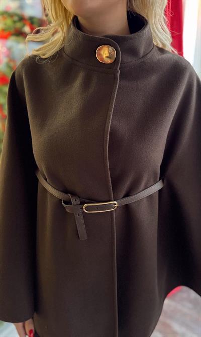 KAHVE KUŞ GÖZÜ DETAYLI PANÇO