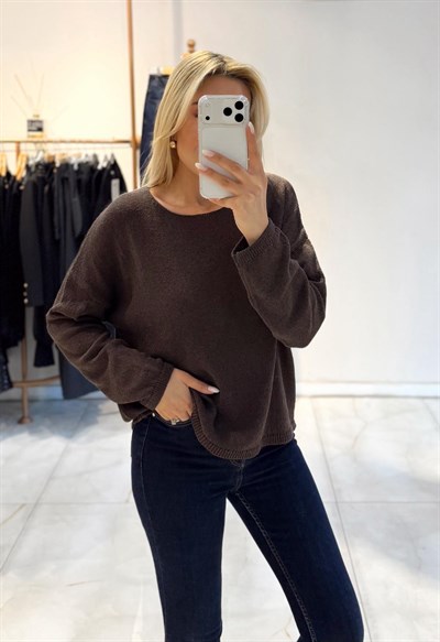 KAHVE MERSERİZE UZUN KOLLU TRİKO