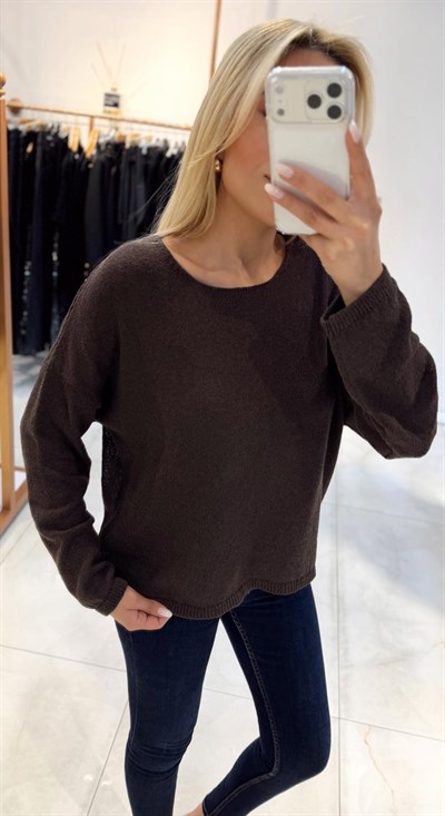 KAHVE MERSERİZE UZUN KOLLU TRİKO