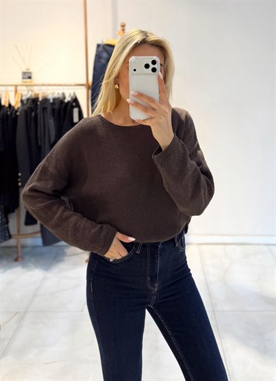 KAHVE MERSERİZE UZUN KOLLU TRİKO