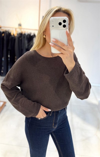 KAHVE MERSERİZE UZUN KOLLU TRİKO