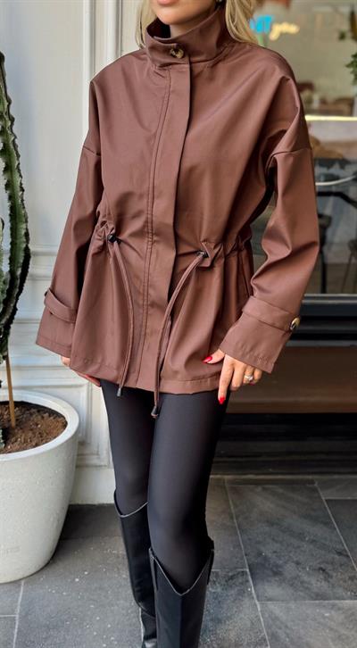 KAHVE ORJ MARKA MASSİ BELİ BÜZDÜRMELİ YAĞMURLUK