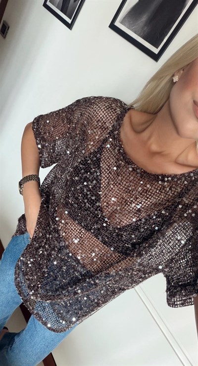KAHVE ORJ MARKA ZR PUL DETAYLI BLUZ