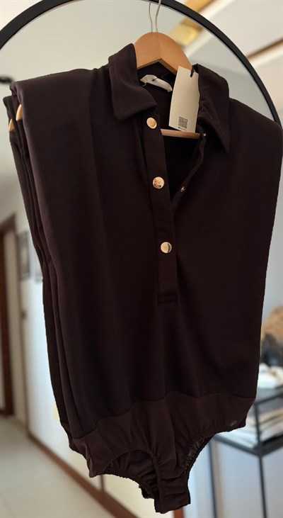 KAHVE POLO YAKA BODYDSUİT